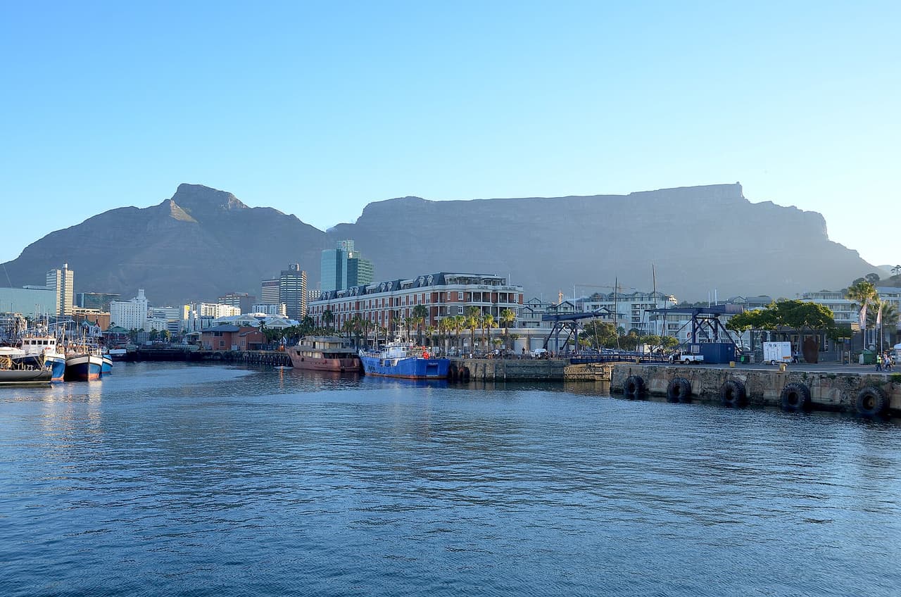 The V&A Waterfront in Cape Town, with Table Mountain behind